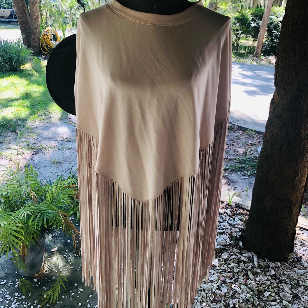 Fringe Cape in gorgeous cream color